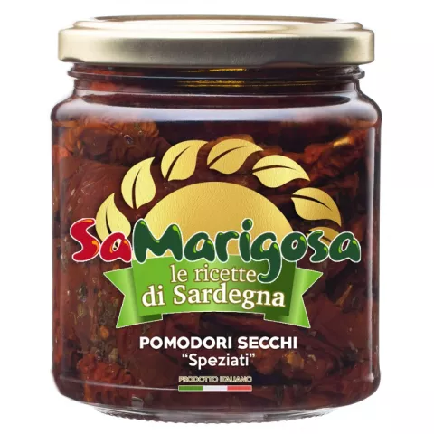 Saulėje džiovinti pomidorai su prieskoniais aliejuje 280gr