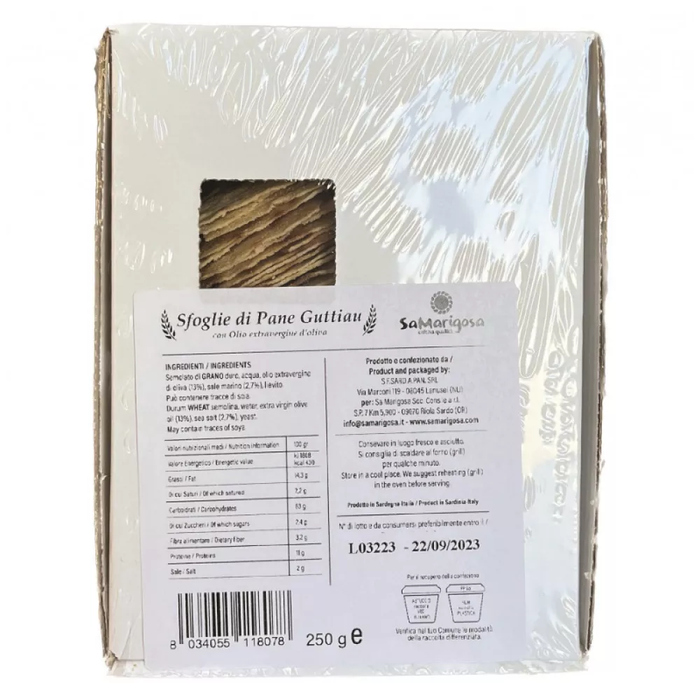 Sardiniška duonelė Pane Guttiau su ypač tyru alyvuogių aliejumi, 250 g