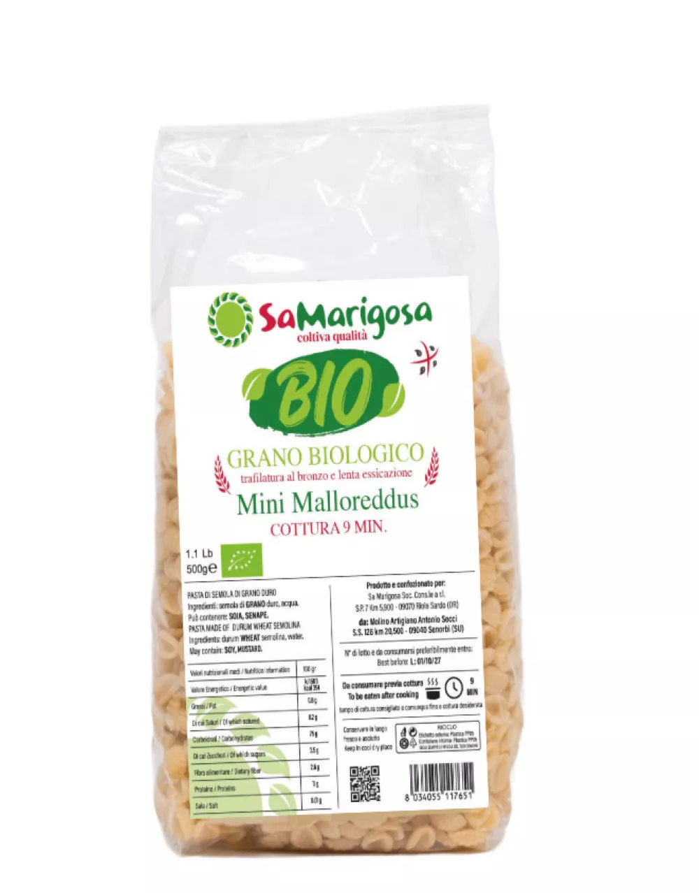 Ekologiški mini malloreddus makaronai Sa Marigosa, 500 g